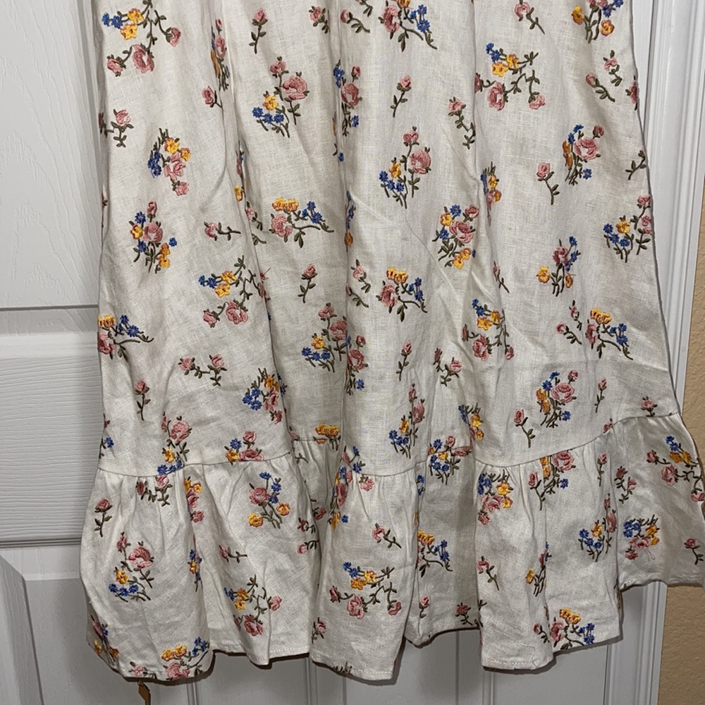 Reformation Belgium Linen Dress Gala Embroidery - Picture 12 of 16